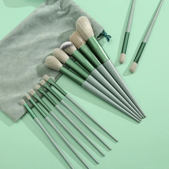 13 PCS Pinceaux de maquillage Ensemble Ombre à paupières Fond de teint Femmes Brosse cosmétique Ombre à paupières Blush Beauté Soft Maquillage Outils Sac