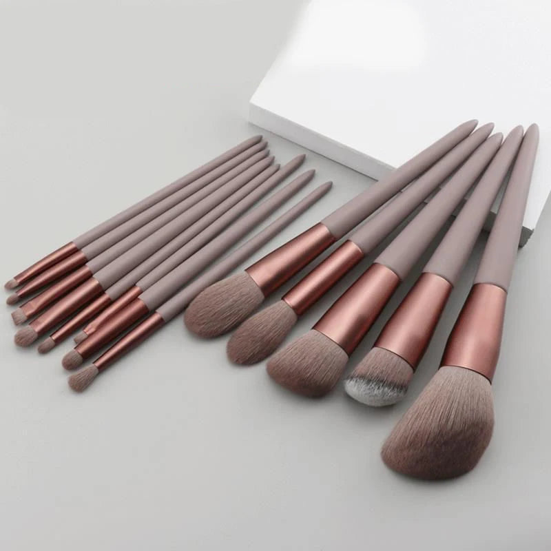 13 PCS Pinceaux de maquillage Ensemble Ombre à paupières Fond de teint Femmes Brosse cosmétique Ombre à paupières Blush Beauté Soft Maquillage Outils Sac