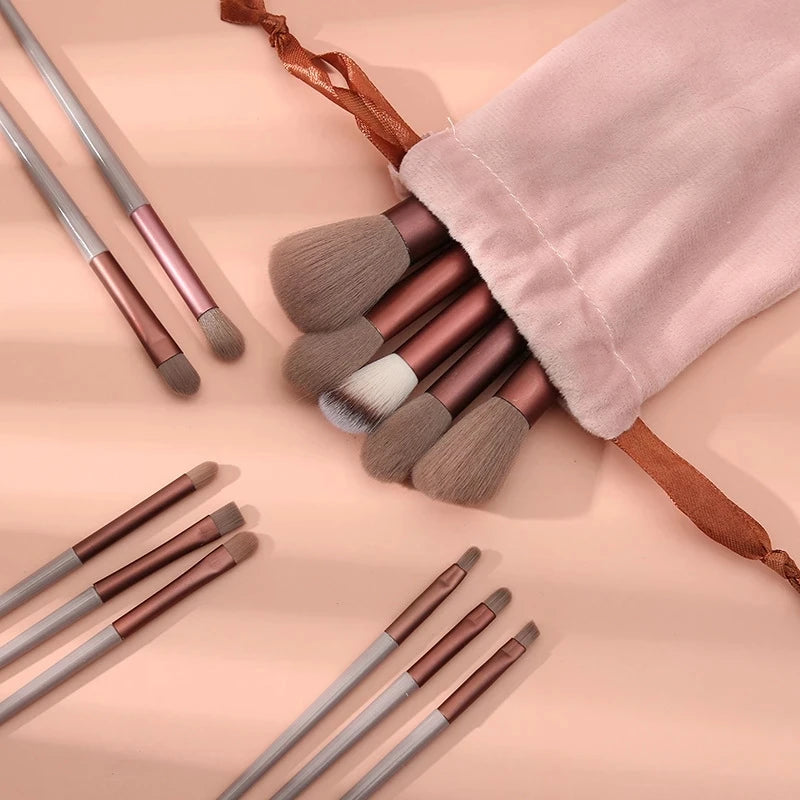 13 PCS Pinceaux de maquillage Ensemble Ombre à paupières Fond de teint Femmes Brosse cosmétique Ombre à paupières Blush Beauté Soft Maquillage Outils Sac