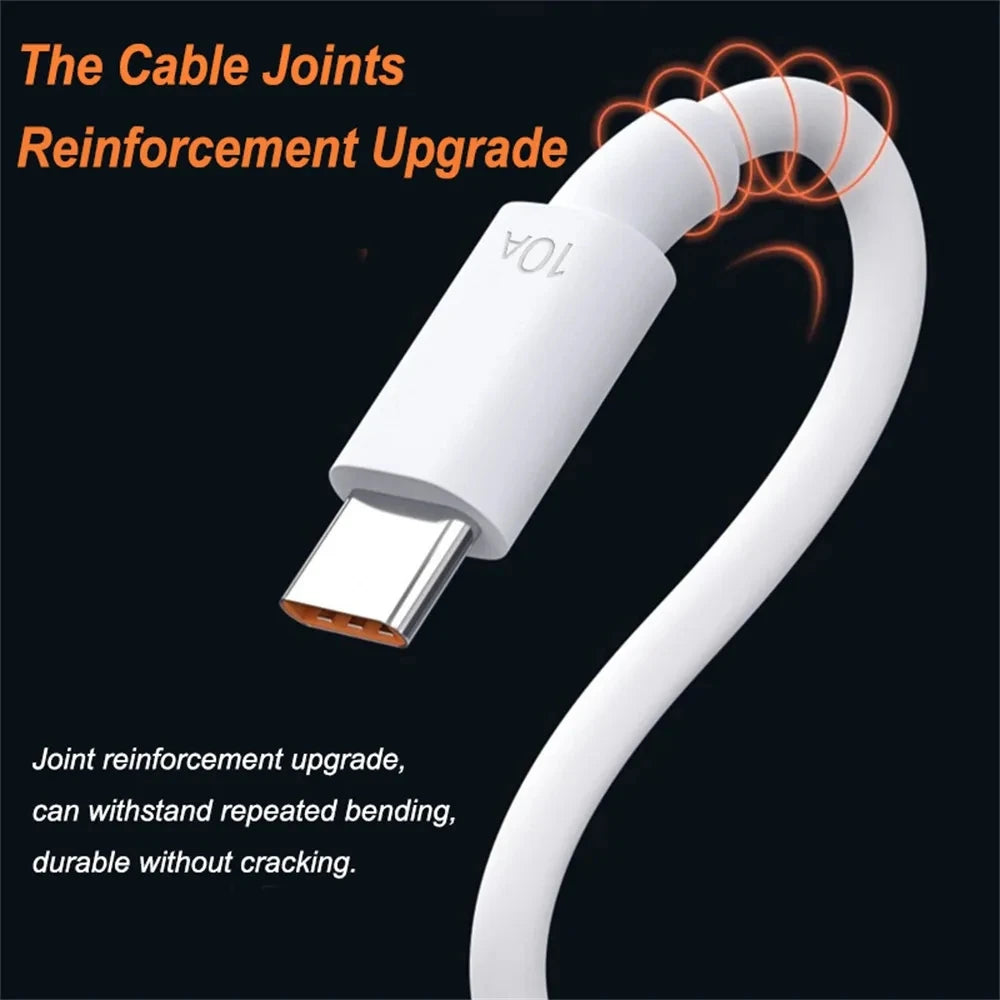 Câble USB Type C 120W 10A Fil de charge rapide Téléphone portable USB pour Huawei P30 Xiaomi Realme Samsung Poco x6 Câble de données USB C Cordon