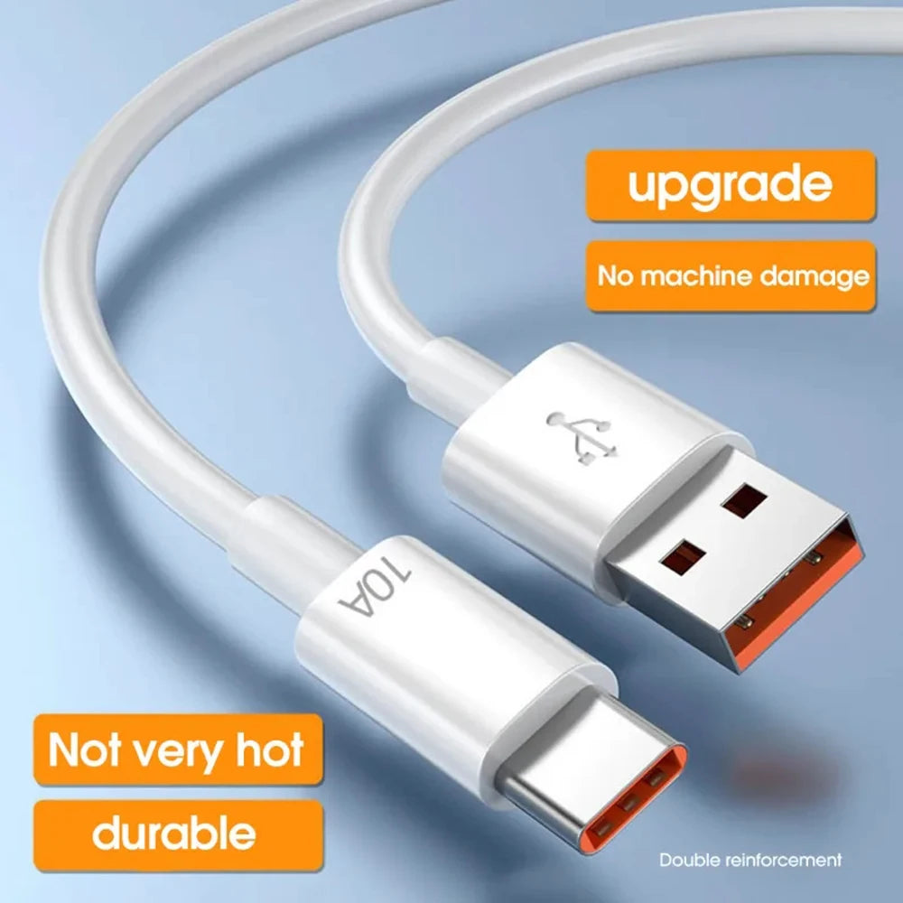 Câble USB Type C 120W 10A Fil de charge rapide Téléphone portable USB pour Huawei P30 Xiaomi Realme Samsung Poco x6 Câble de données USB C Cordon