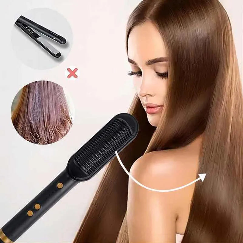 Brosse à lisser électrique Mode professionnelle Fer à lisser en céramique à chauffage rapide