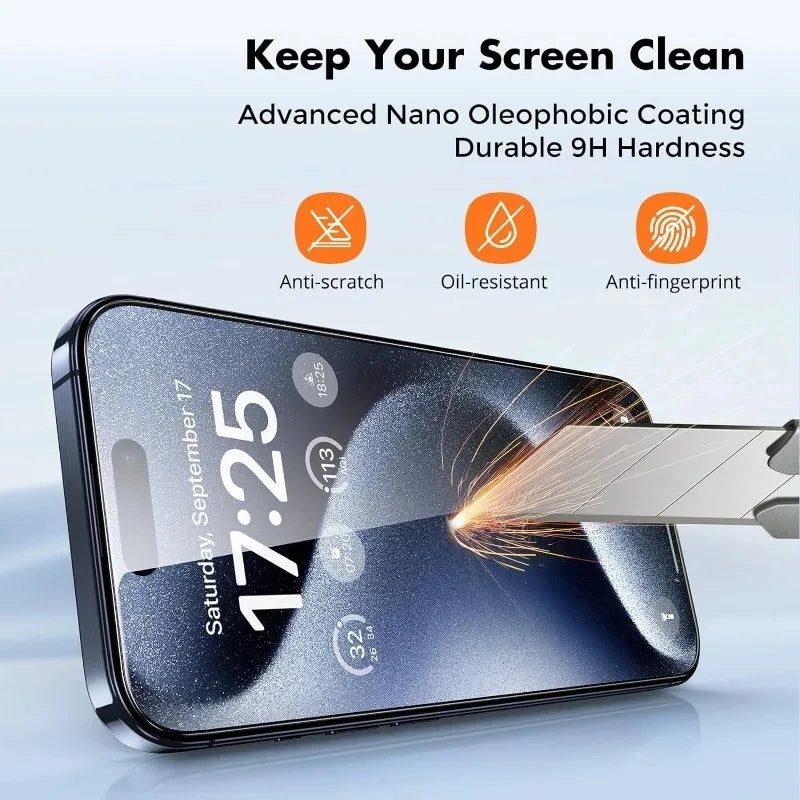 4 PCS Verre Trempé Pour iPhone 15 14 13 12 11 XR Protecteur D'Écran Anti-Écrasement Pour iPhone 15ProMax 14Pro Verre Haute Définition