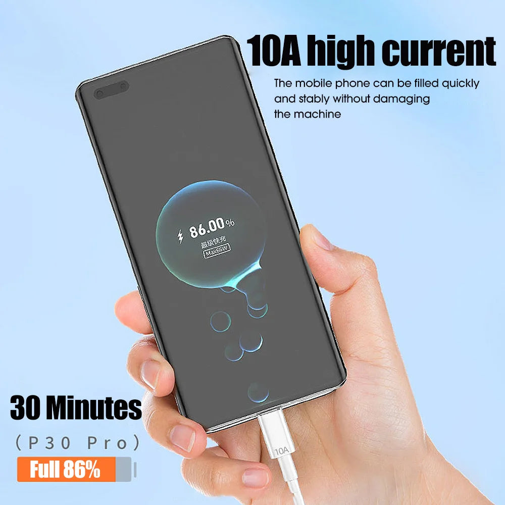 Câble USB Type C 120W 10A Fil de charge rapide Téléphone portable USB pour Huawei P30 Xiaomi Realme Samsung Poco x6 Câble de données USB C Cordon