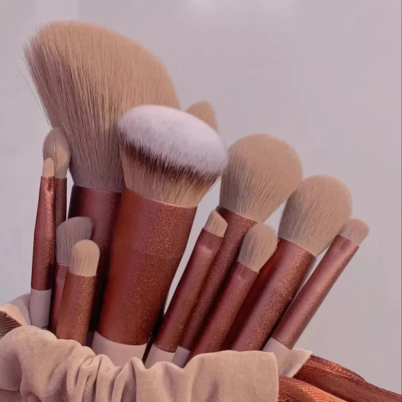 13 PCS Pinceaux de maquillage Ensemble Ombre à paupières Fond de teint Femmes Brosse cosmétique Ombre à paupières Blush Beauté Soft Maquillage Outils Sac